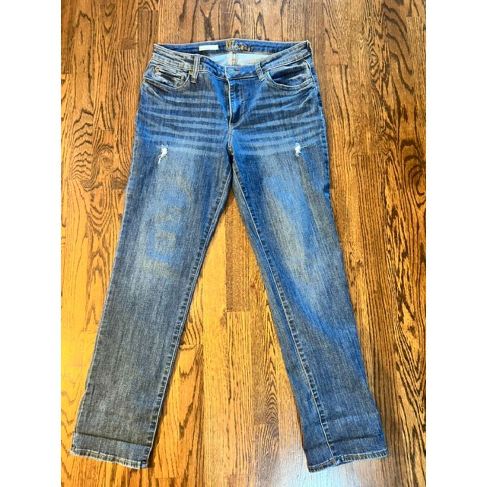 KUT from the Kloth Katy Boyfriend Jeans Distressed Medium Wash Size 12